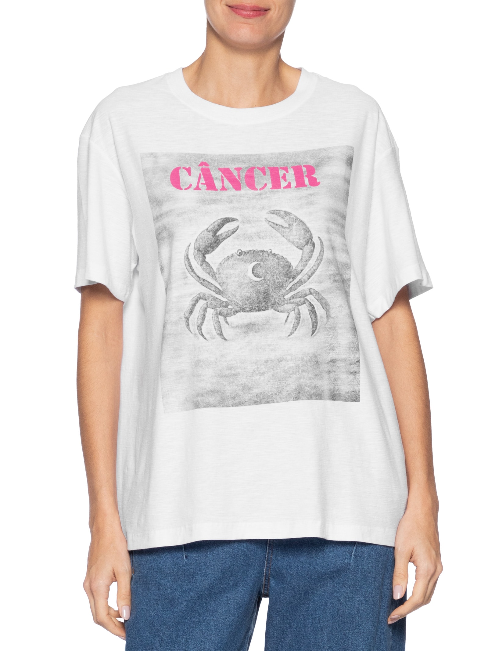 Camiseta Feminina Signo Câncer Branco Maria Filó