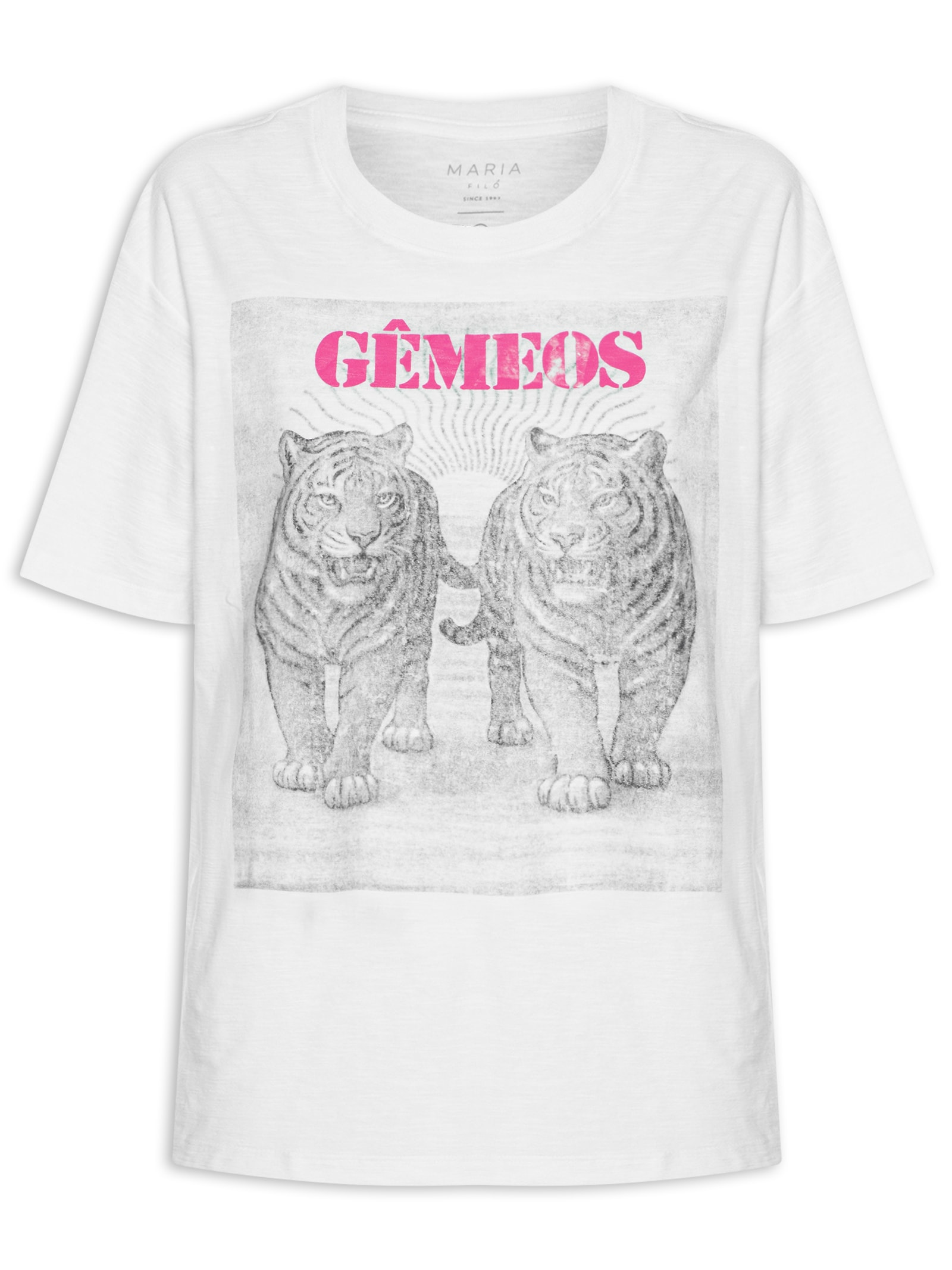 Camiseta Feminina Signo Gemêos Branco Maria Filó