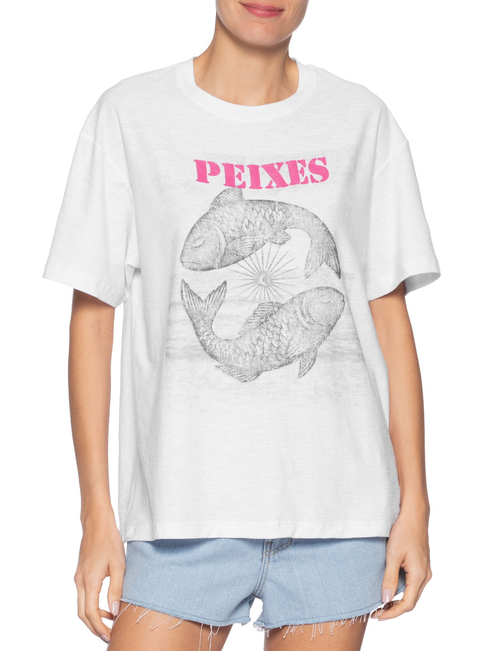Camiseta Feminina Signo Peixes Branco Maria Filó