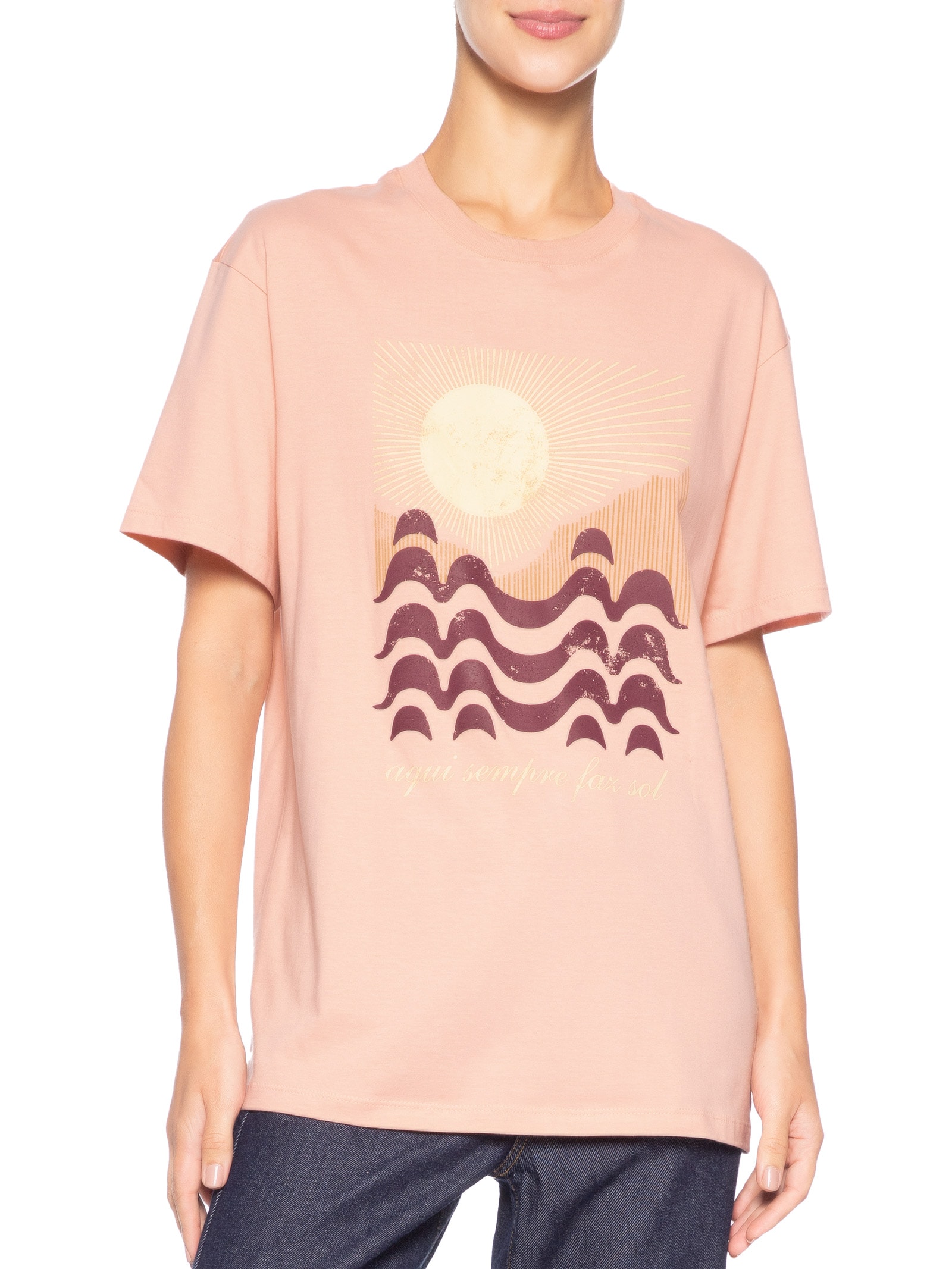 Camiseta Feminina Silk Aqui Sempre Faz Sol – Rosa Dress To