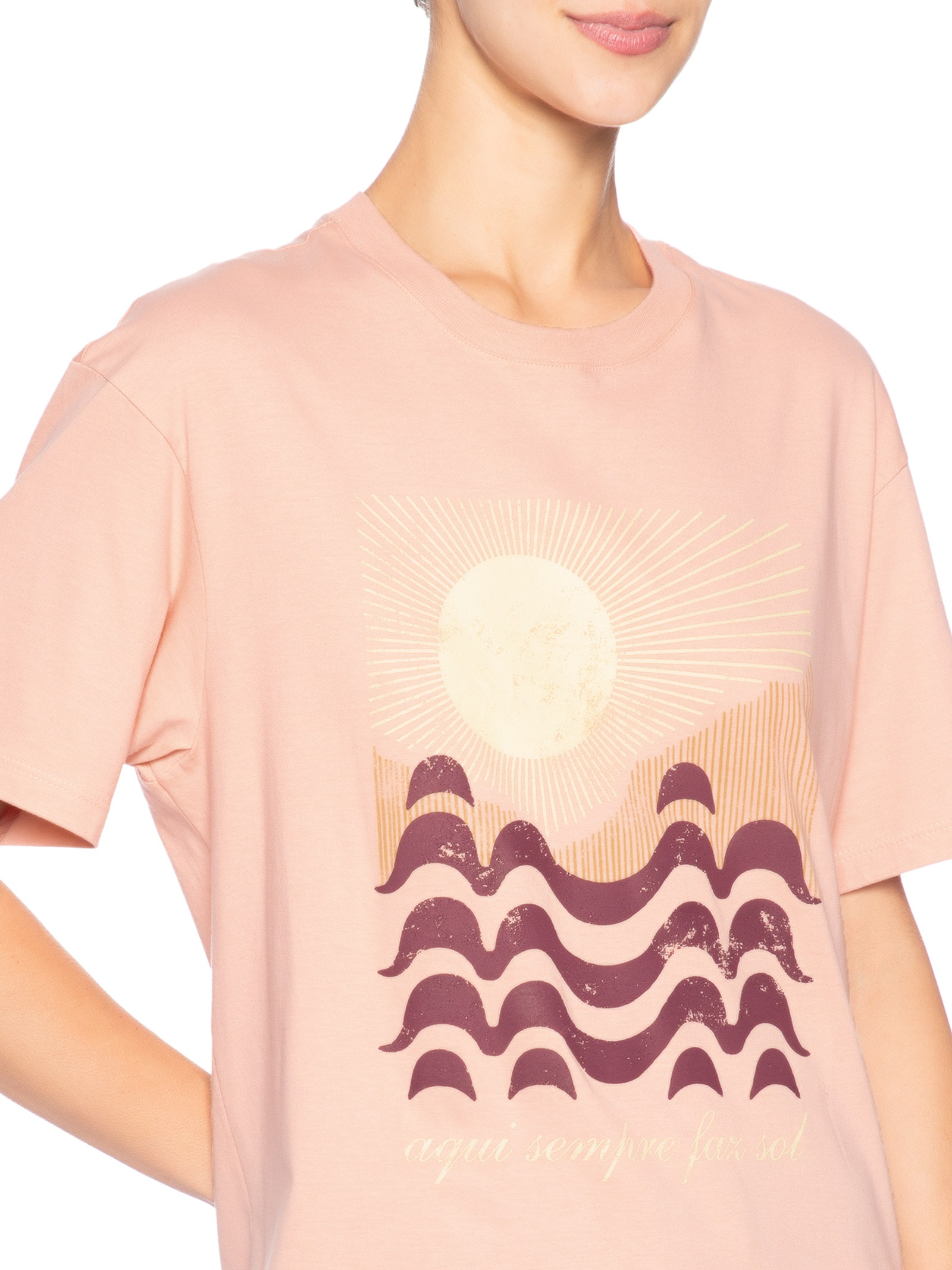 Camiseta Feminina Silk Aqui Sempre Faz Sol – Rosa Dress To