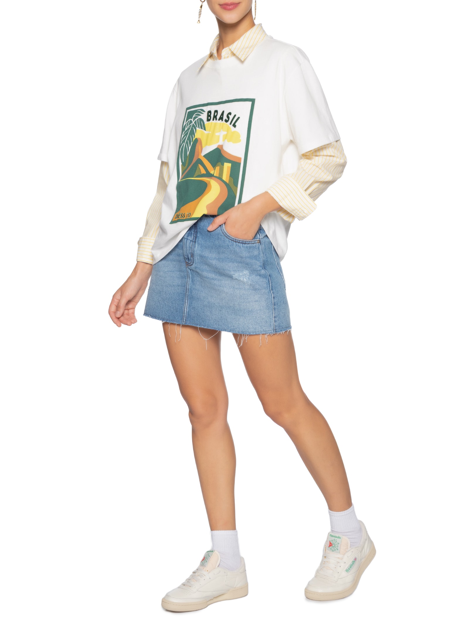 Camiseta Feminina Silk Brasil Branco Dress To