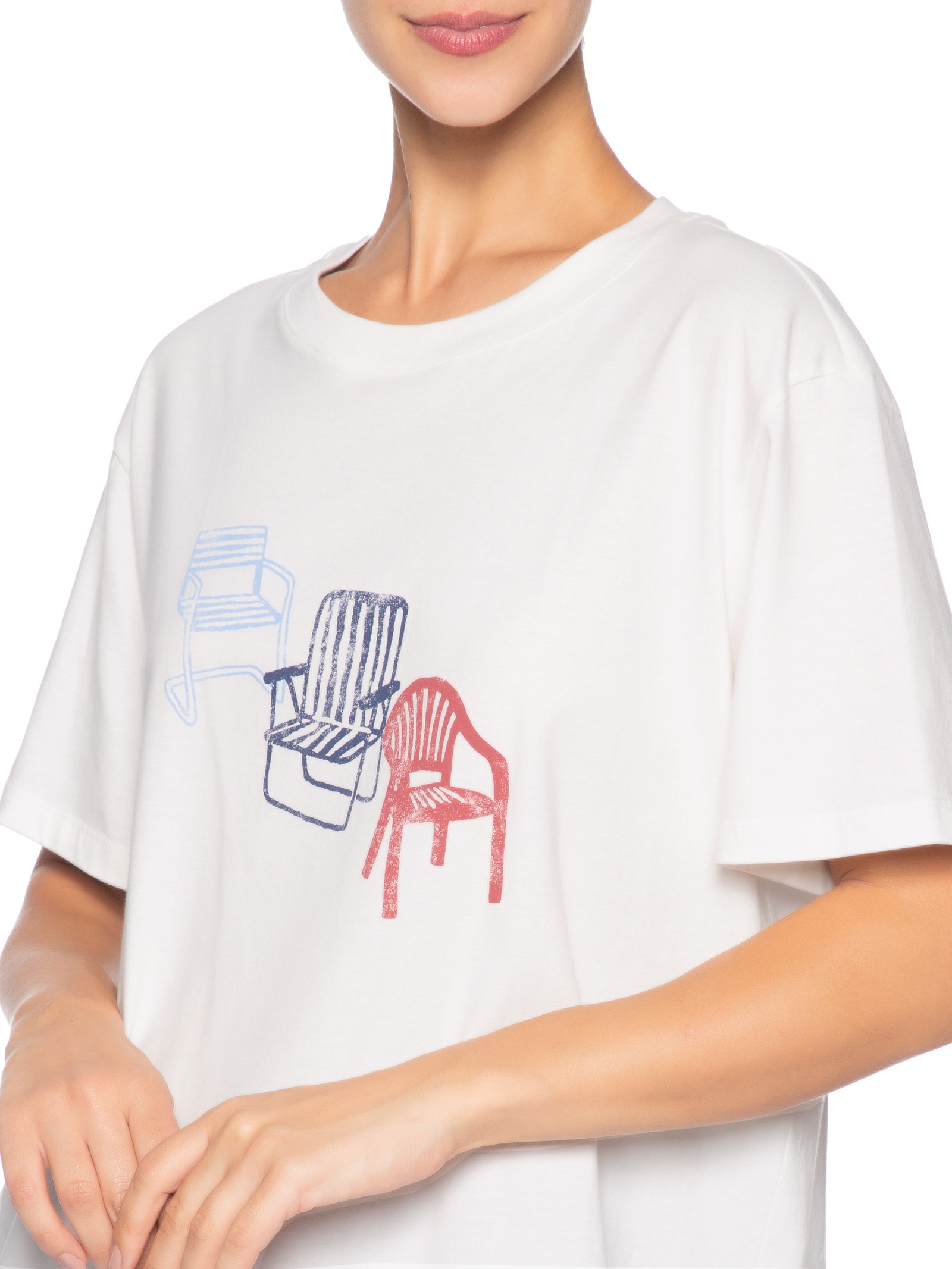 Camiseta Feminina Silk Cadeiras Branco Dress To