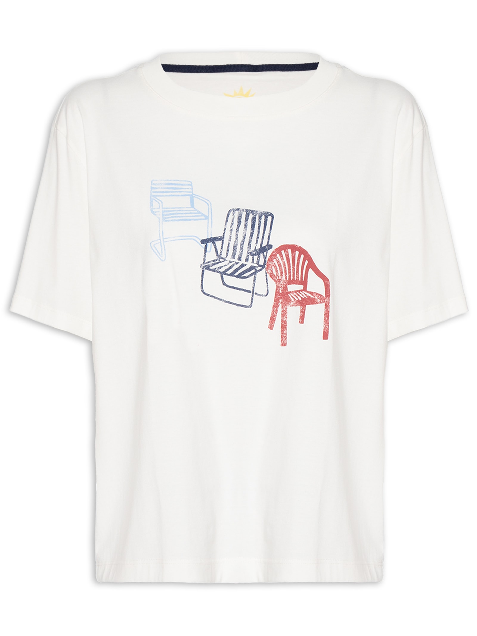 Camiseta Feminina Silk Cadeiras – Branco Dress To