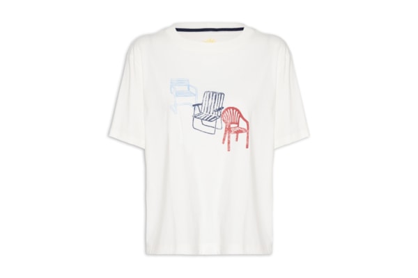 Camiseta Feminina Silk Cadeiras – Branco