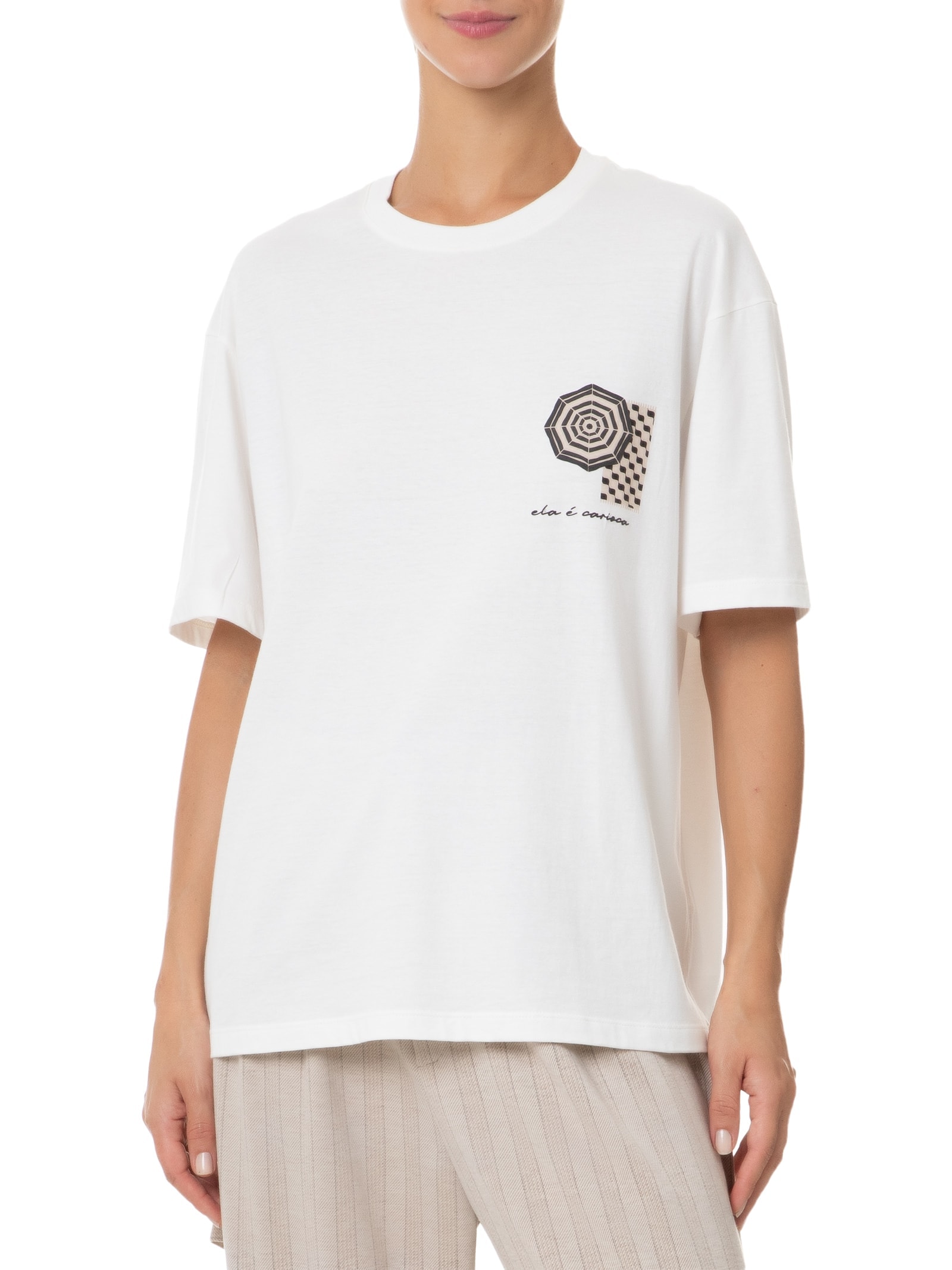 Camiseta Feminina Silk Ela É Carioca Off White Dress To