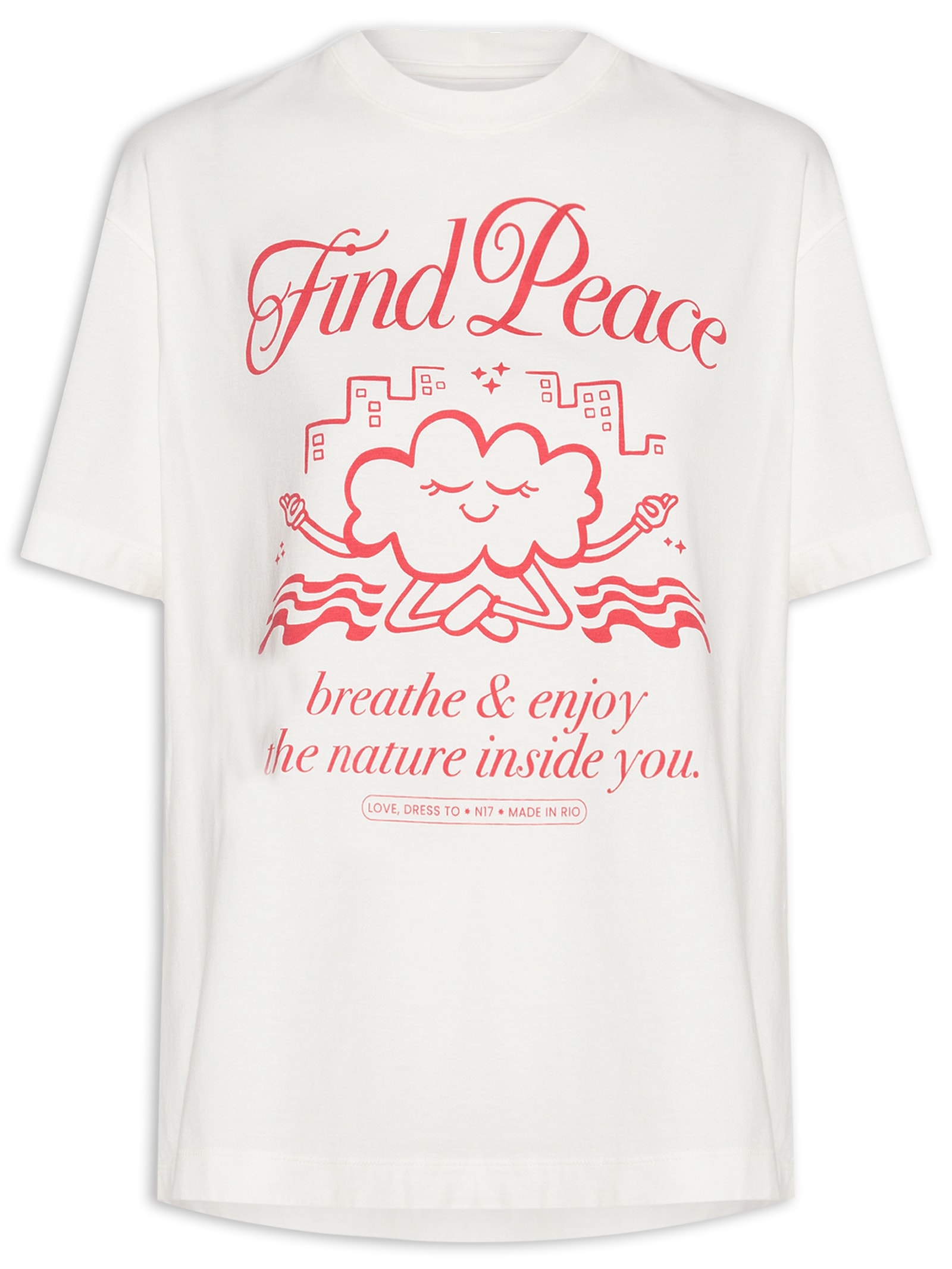 Camiseta Feminina Silk Find Peace Branco Love Dress