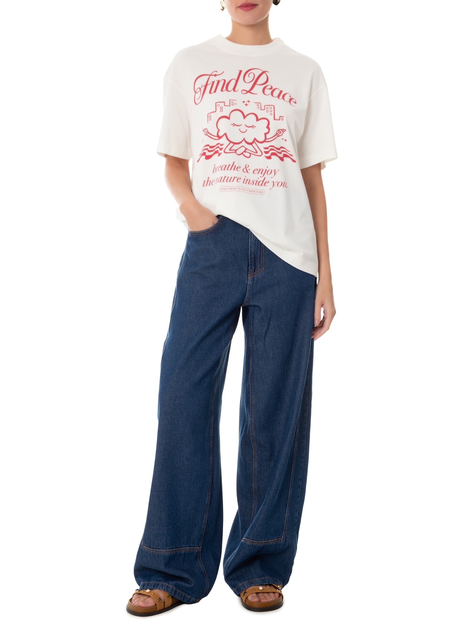 Camiseta Feminina Silk Find Peace Branco Love Dress