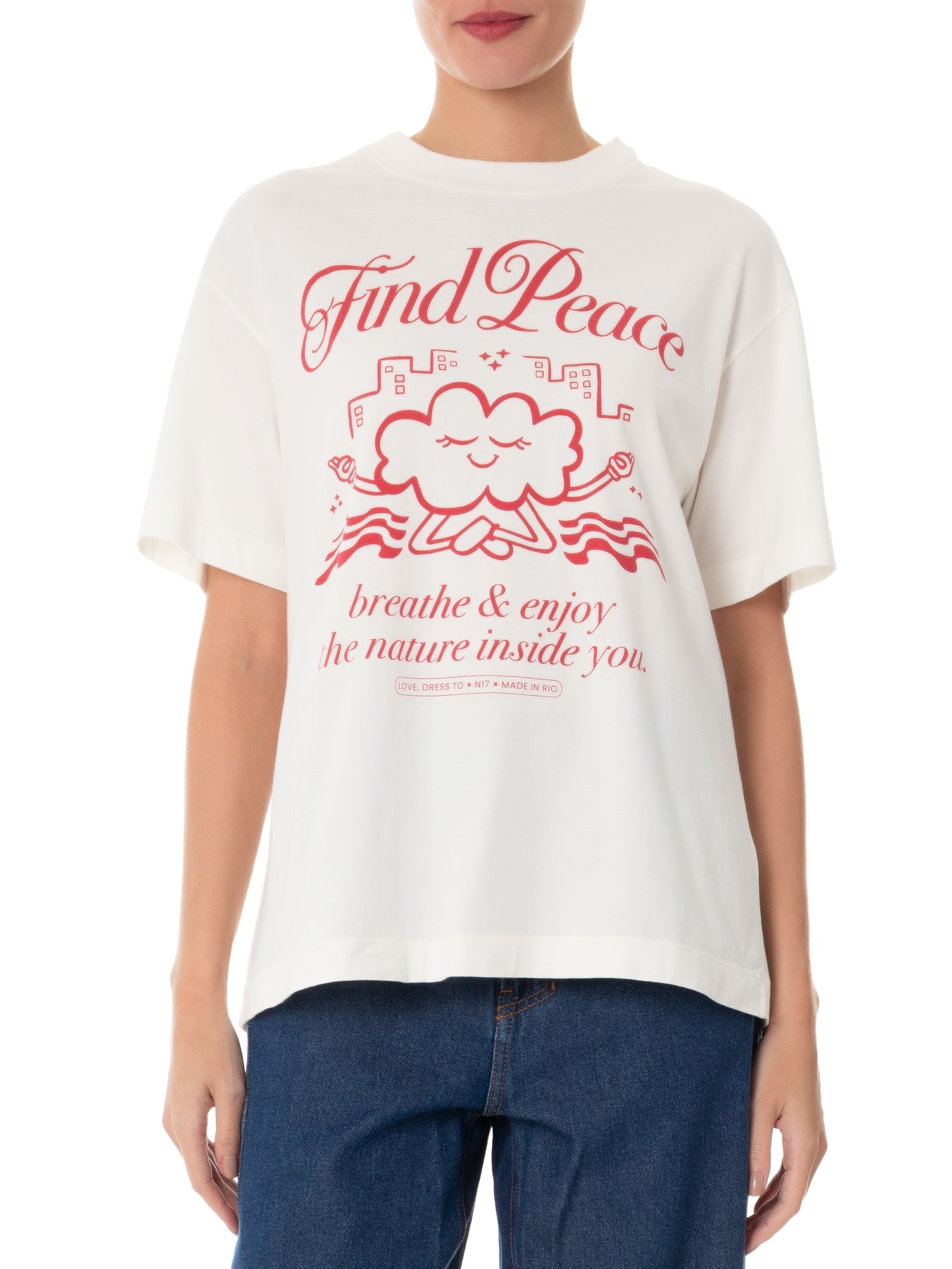 Camiseta Feminina Silk Find Peace Branco Love Dress