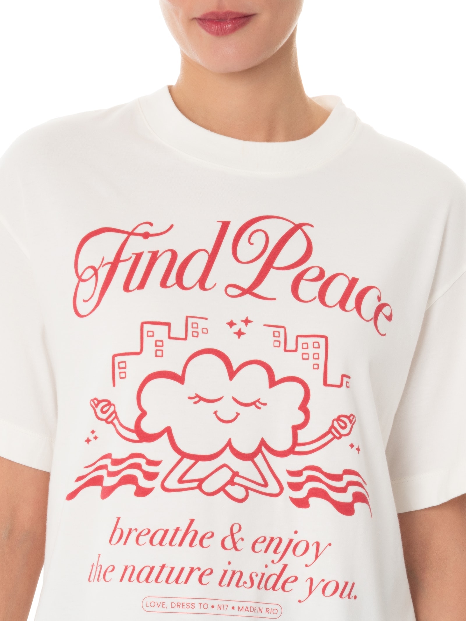 Camiseta Feminina Silk Find Peace Branco Love Dress