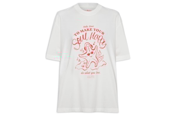 Camiseta Feminina Silk Happy Soul - Branco