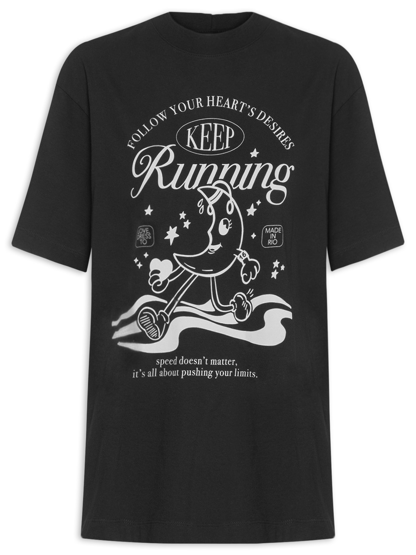 Camiseta Feminina Silk Keep Running Preto Love Dress