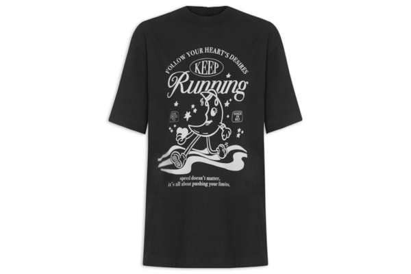 Camiseta Feminina Silk Keep Running - Preto