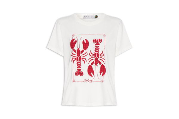 Camiseta Feminina Silk Lagostas - Branco