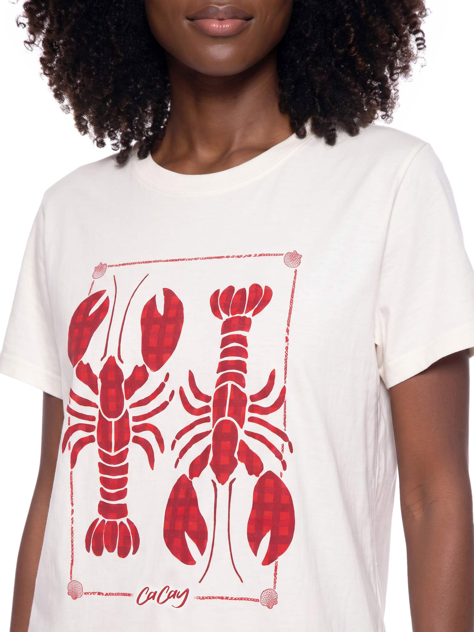 Camiseta Feminina Silk Lagostas Branco Cacay