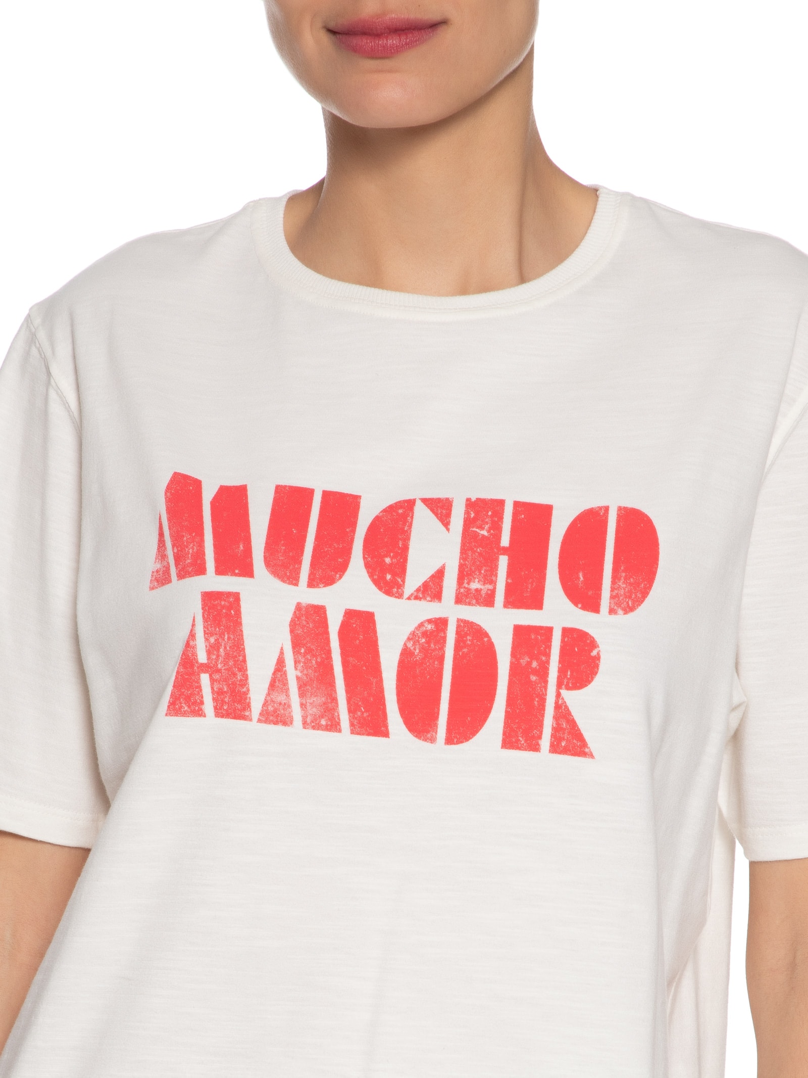 Camiseta Feminina Silk Mucho Amor Branco Maria Filó