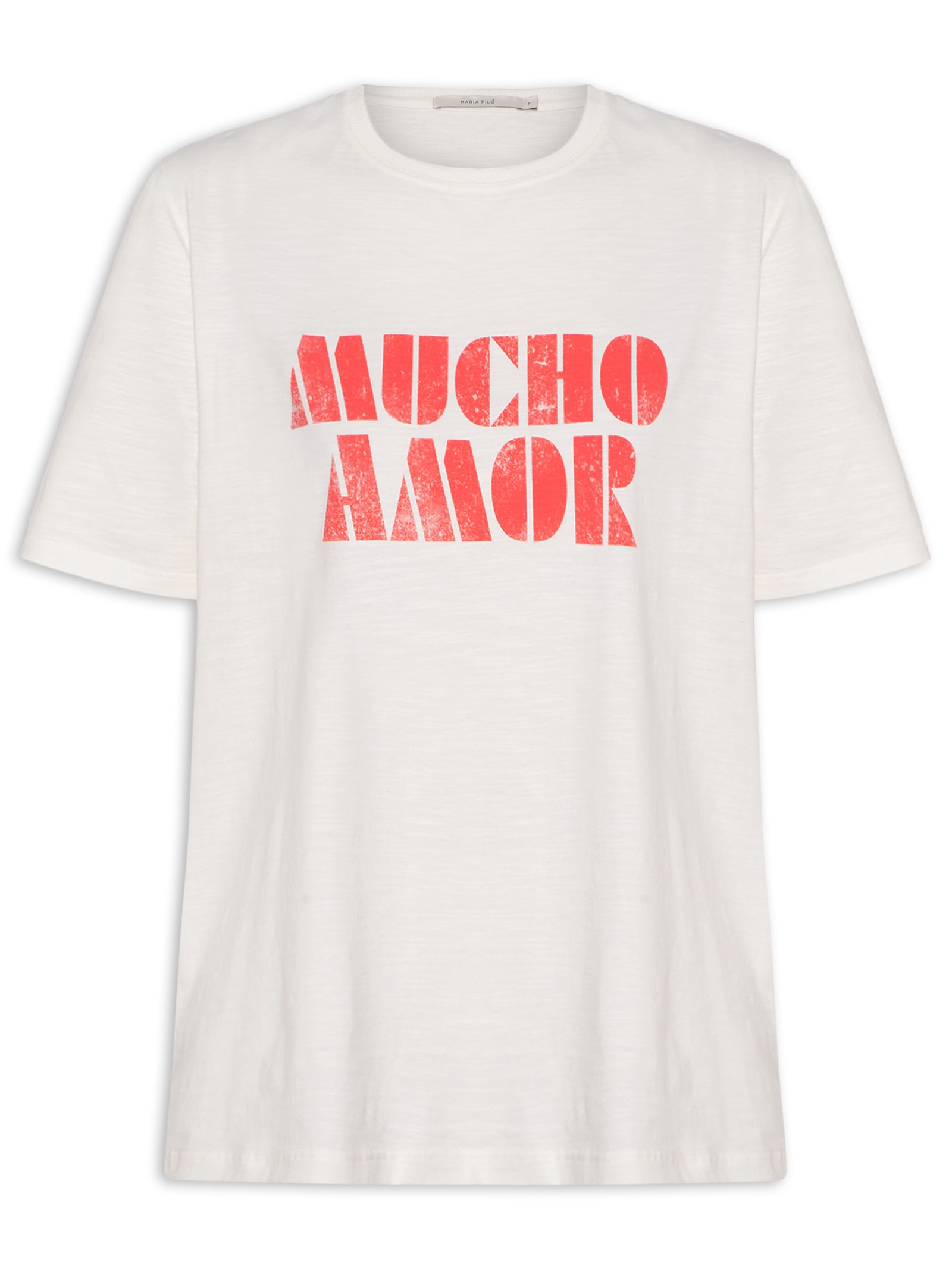 Camiseta Feminina Silk Mucho Amor Branco Maria Filó