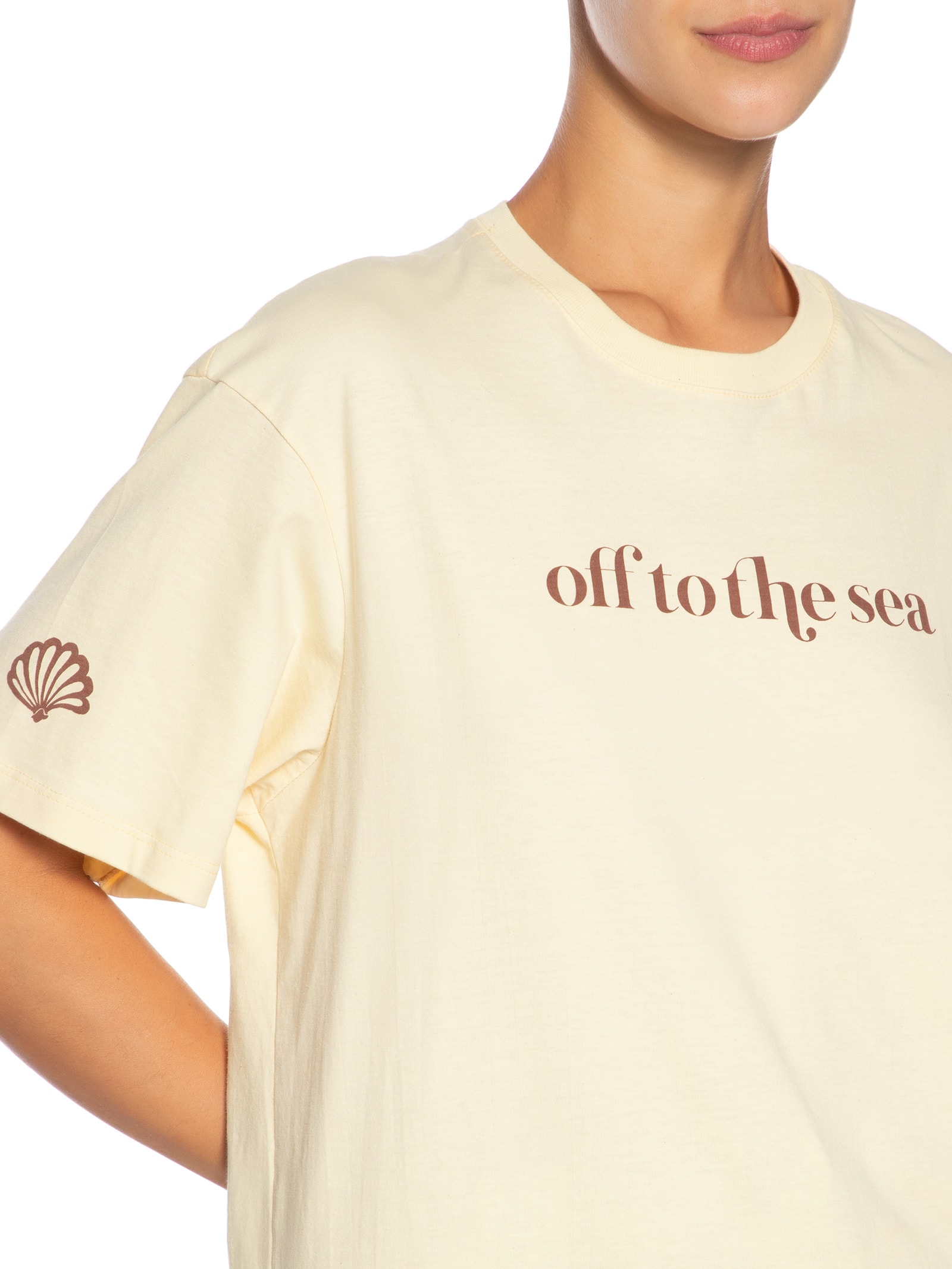 Camiseta Feminina Silk Off To The Sea Bege Dress To
