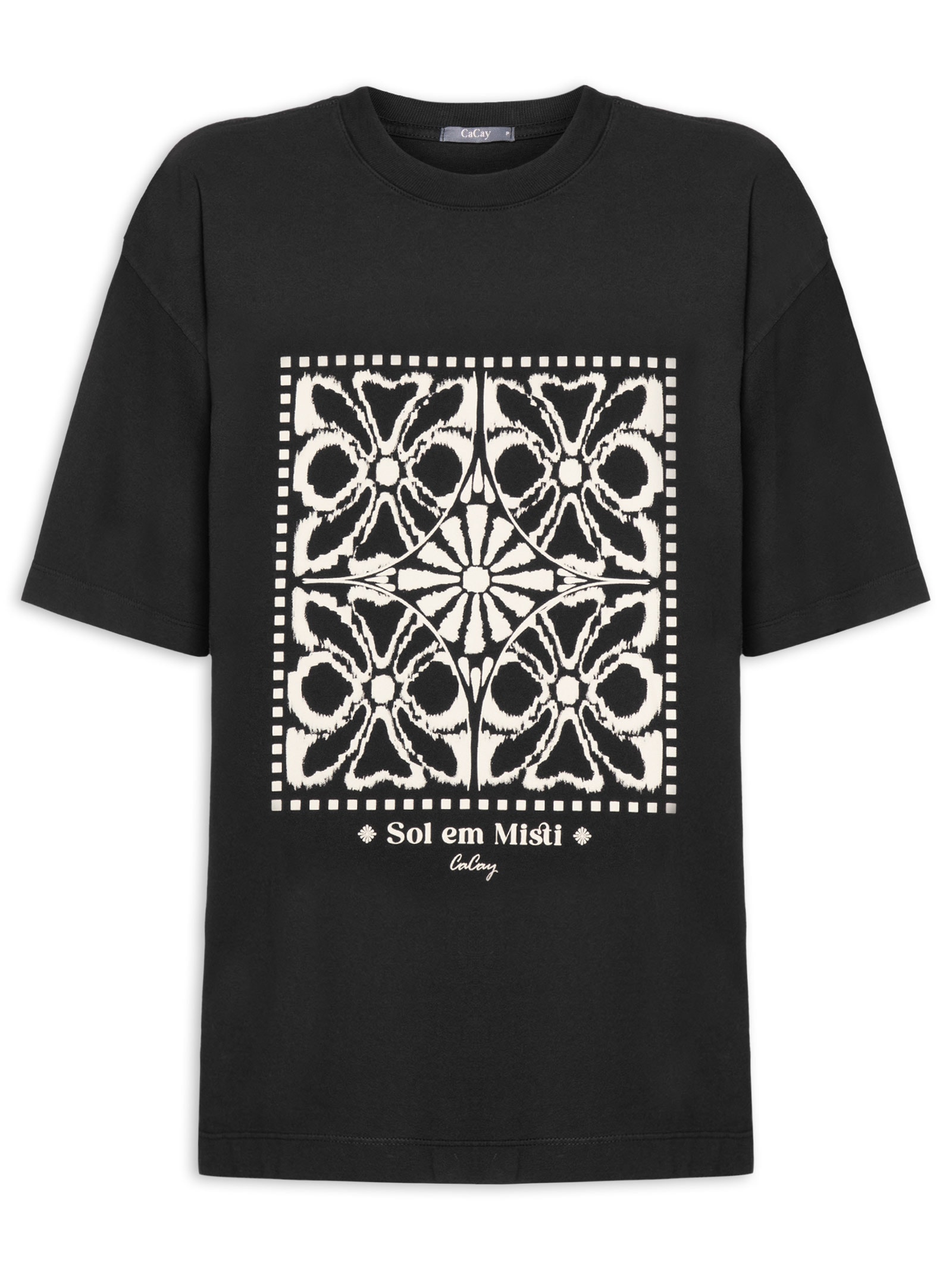 Camiseta Feminina Silk Sol Em Misti Preto Cacay