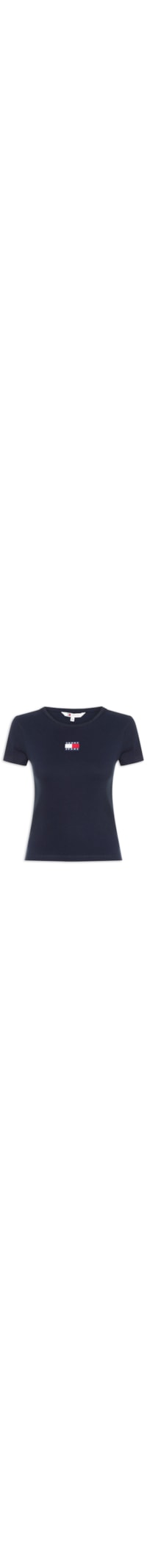 Camiseta Feminina Slim Badge Rib Tee - Azul