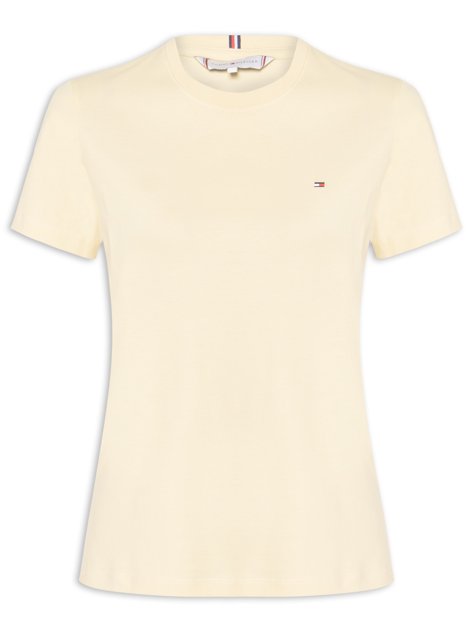 ?Camiseta Feminina Slim Cody C-NK SS Amarelo Tommy Hilfiger