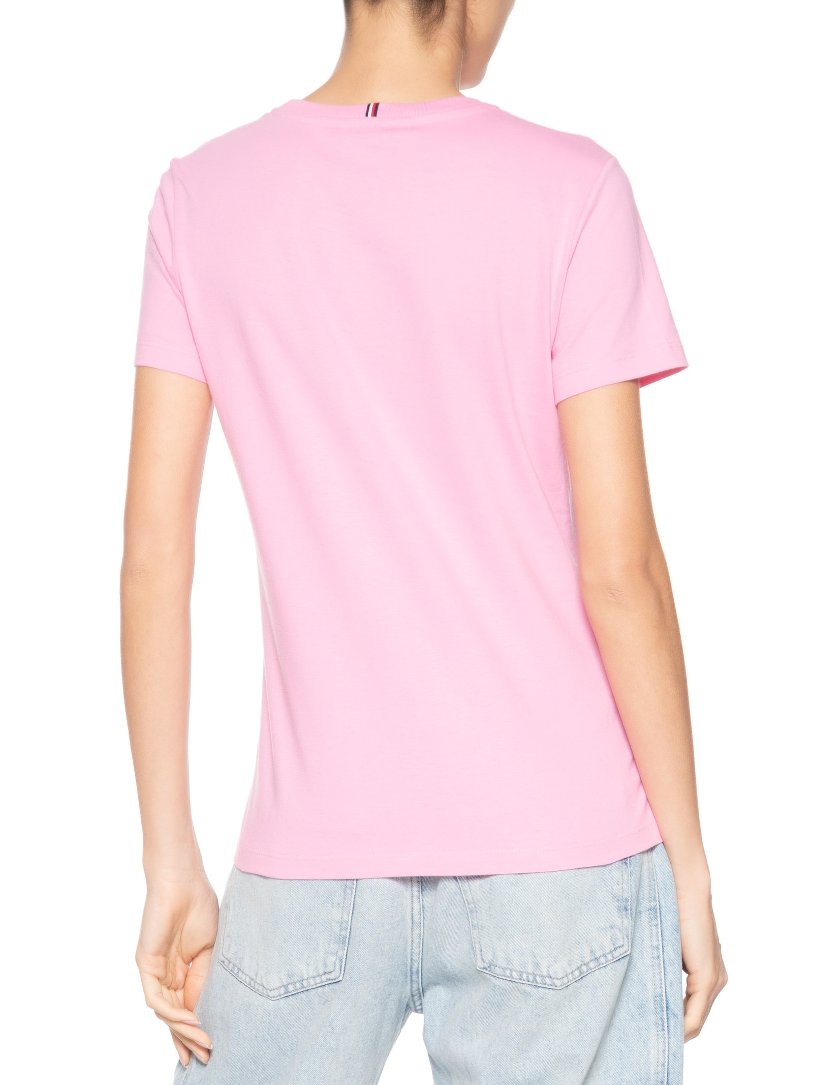 Camiseta Feminina Slim Cody C-NK SS Rosa Tommy Hilfiger