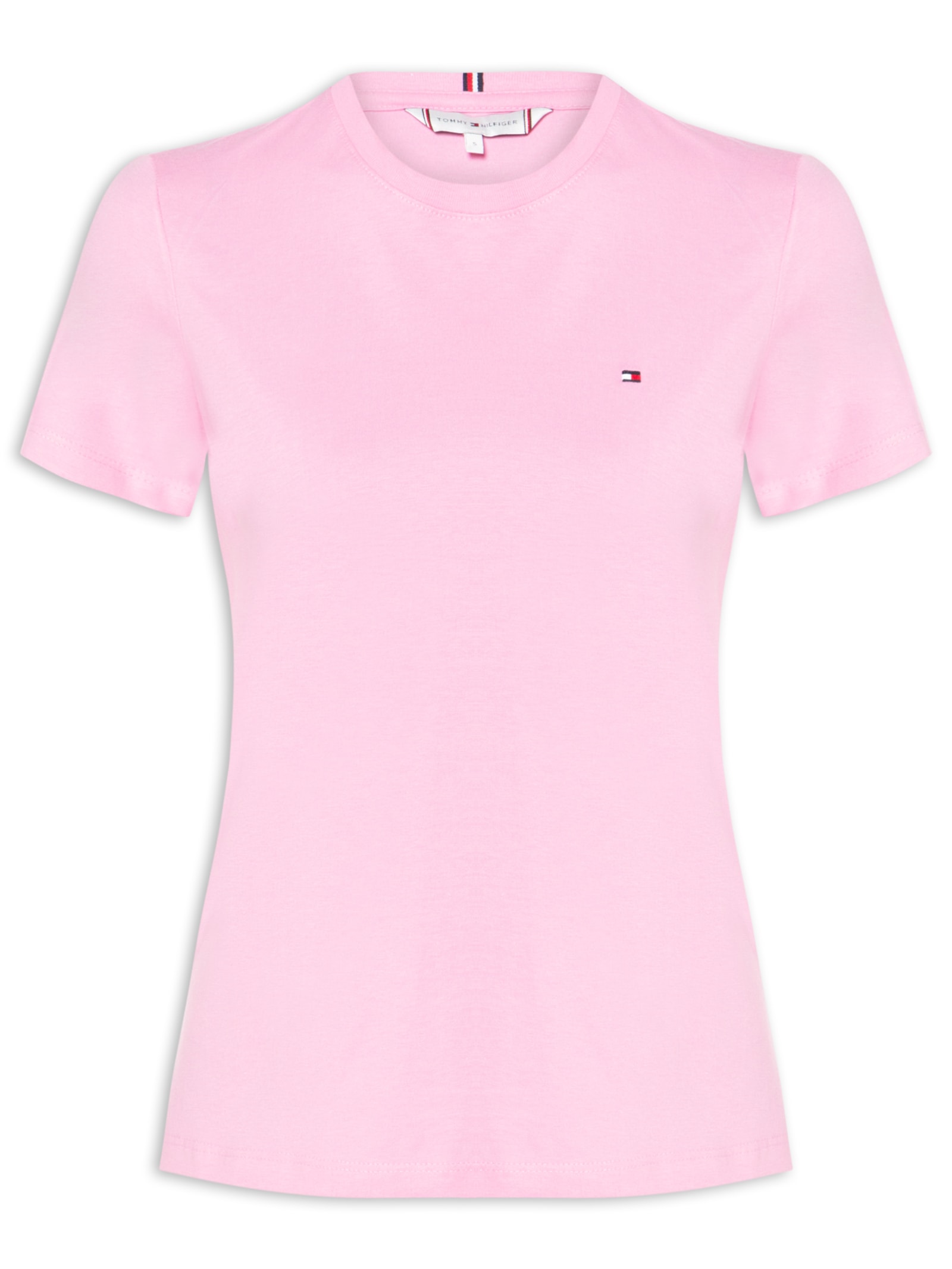 Camiseta Feminina Slim Cody C-NK SS Rosa Tommy Hilfiger