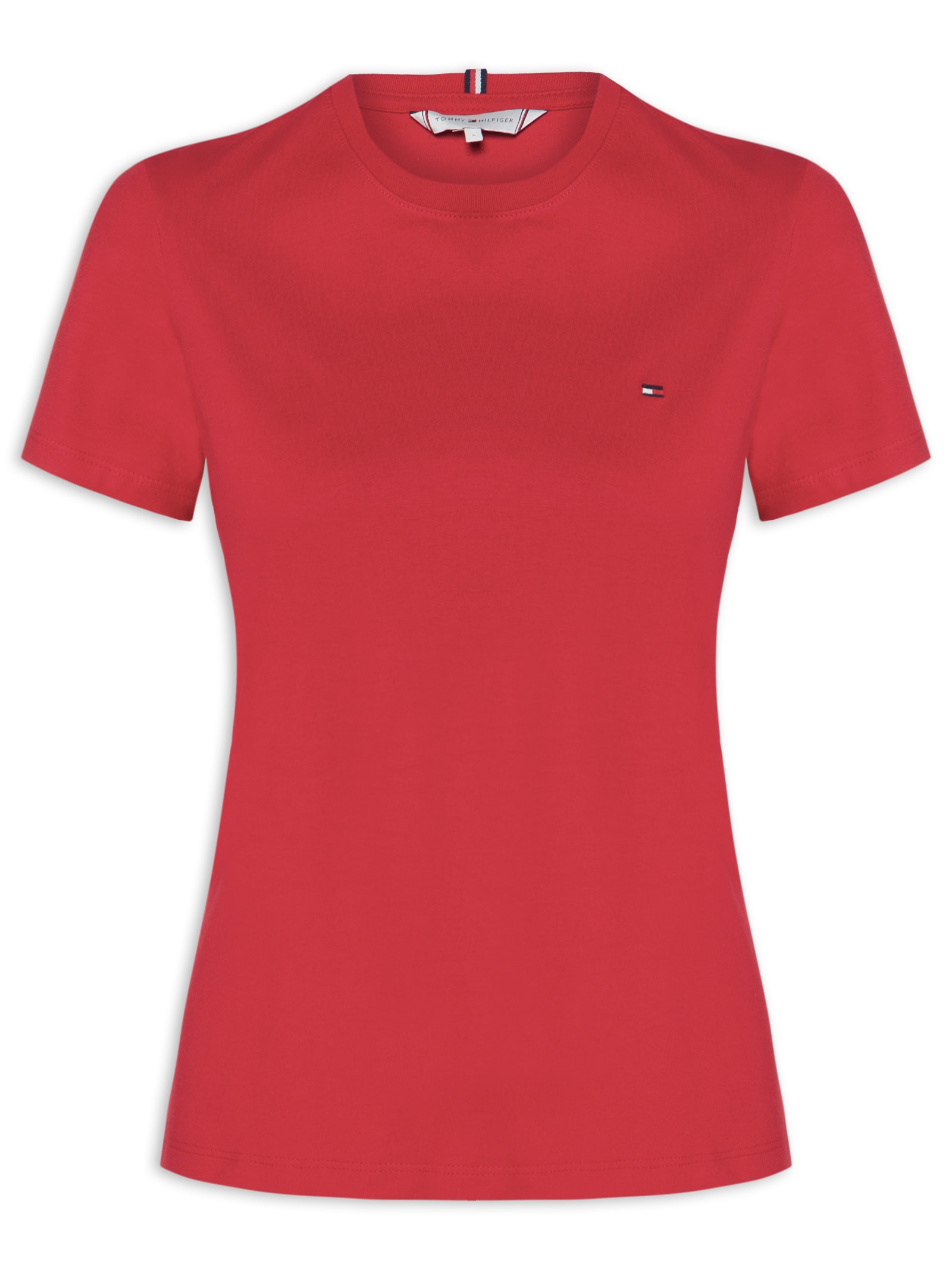 ?Camiseta Feminina Slim Cody C-NK SS Vermelho Tommy Hilfiger