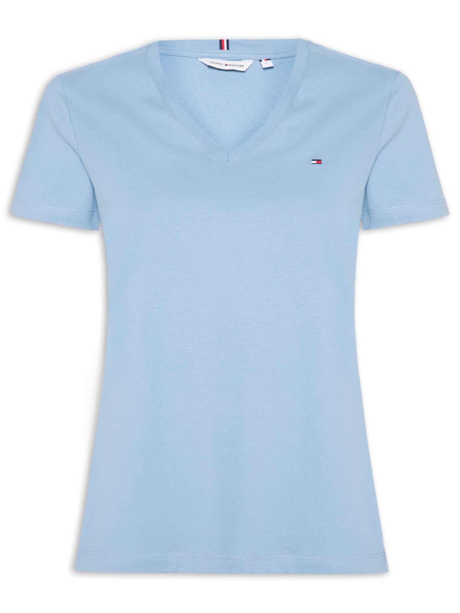 Camiseta Feminina Slim Cody V-Nk Ss Azul Tommy Hilfiger