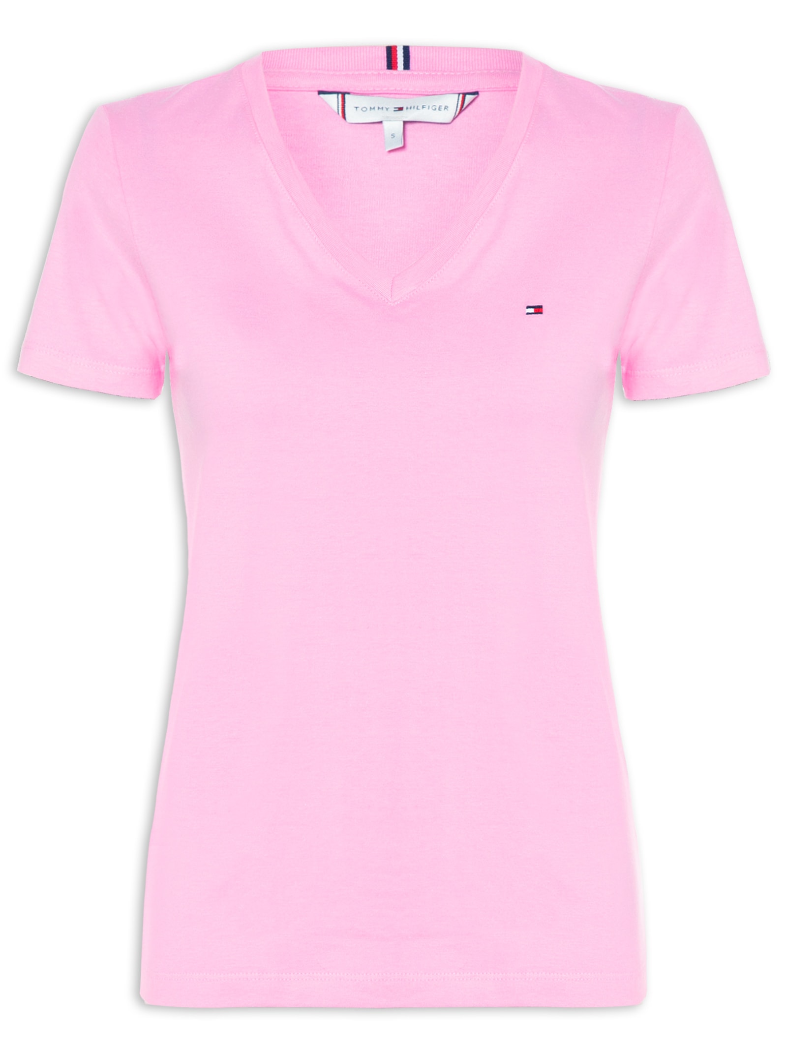 Camiseta Feminina Slim Cody V-NK SS Rosa Tommy Hilfiger