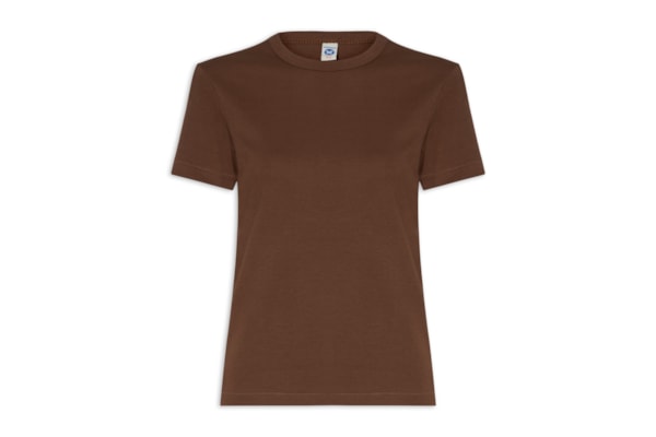 Camiseta Feminina Slim Em Algodão - Marrom