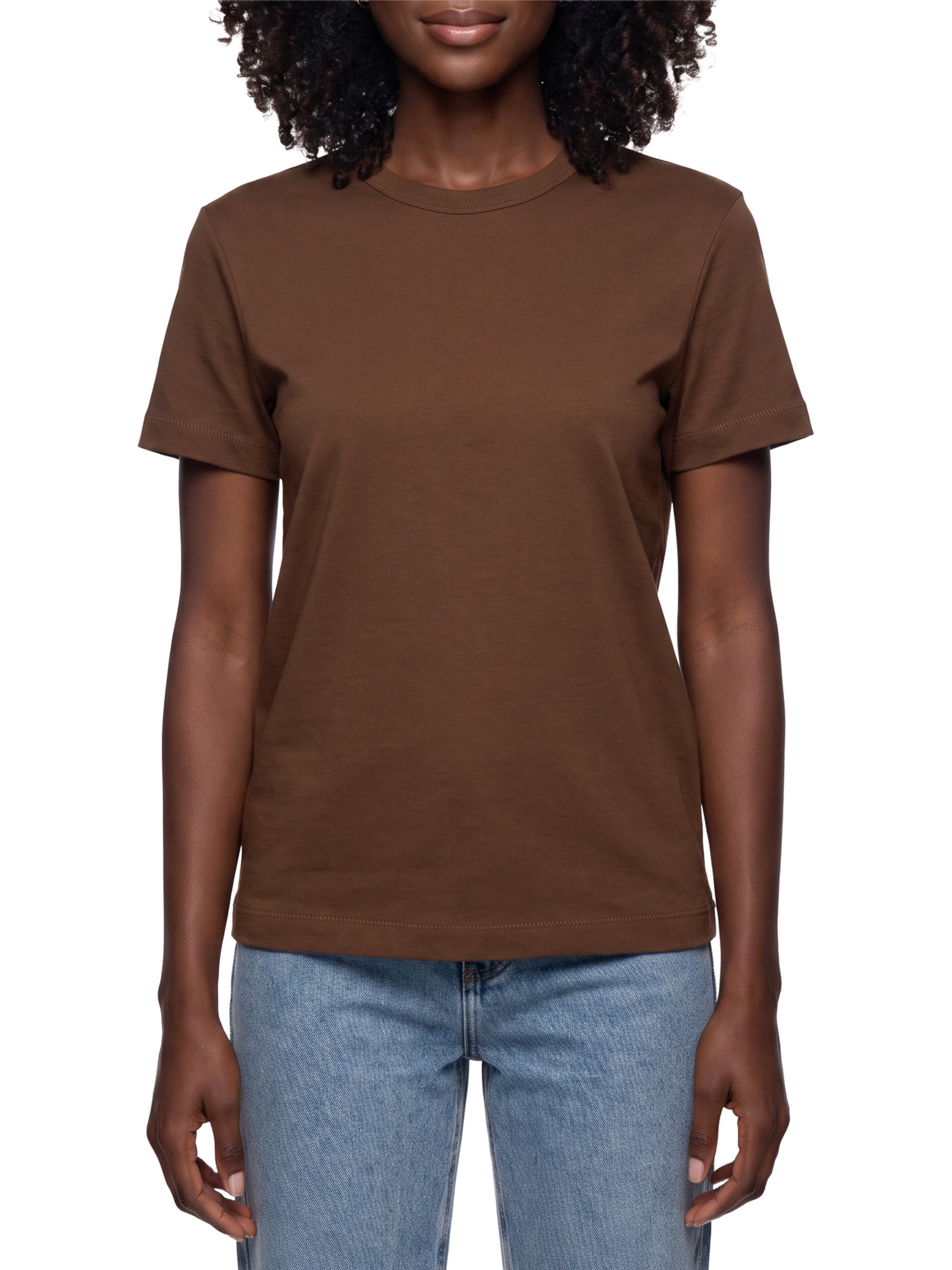 Camiseta Feminina Slim Em Algodão Marrom Hering