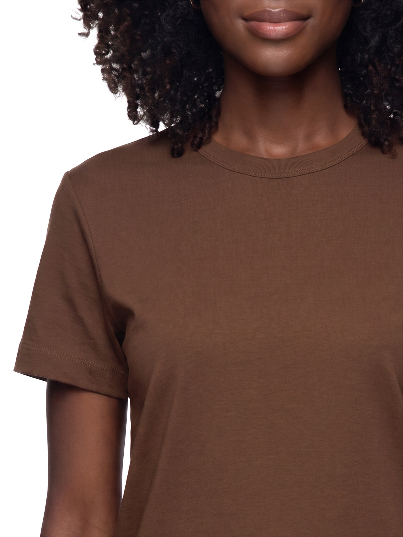 Camiseta Feminina Slim Em Algodão Marrom Hering