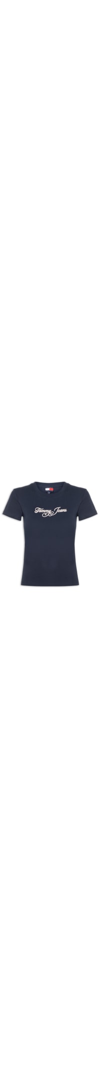 Camiseta Feminina Slim Ess Logo 1 Rib Tee – Azul