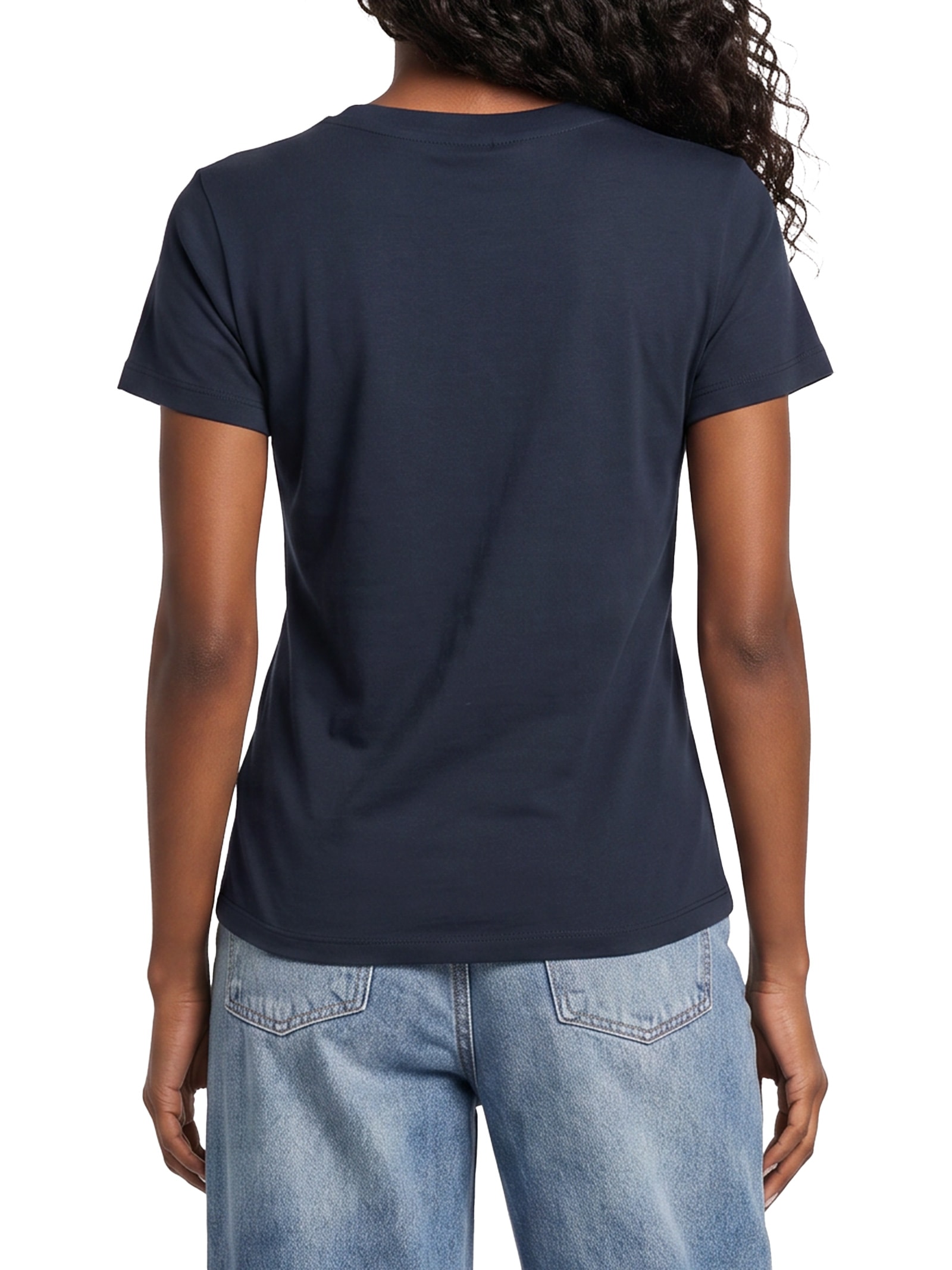 Camiseta Feminina Slim Ess Logo 1 Rib Tee – Azul Tommy Jeans