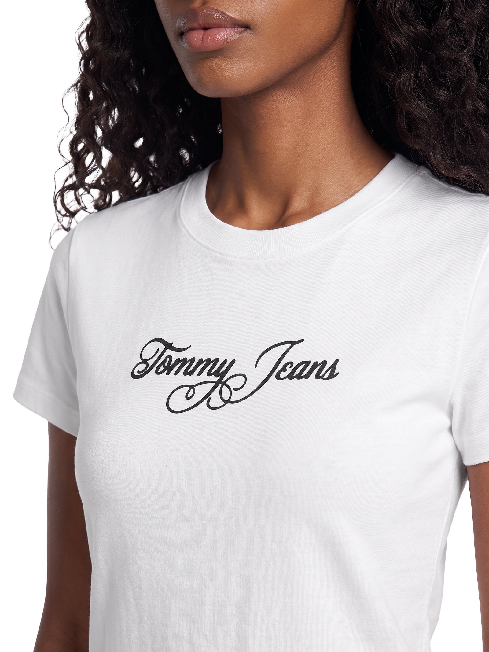 Camiseta Feminina Slim Ess Logo 1 Rib Tee – Branco Tommy Jeans