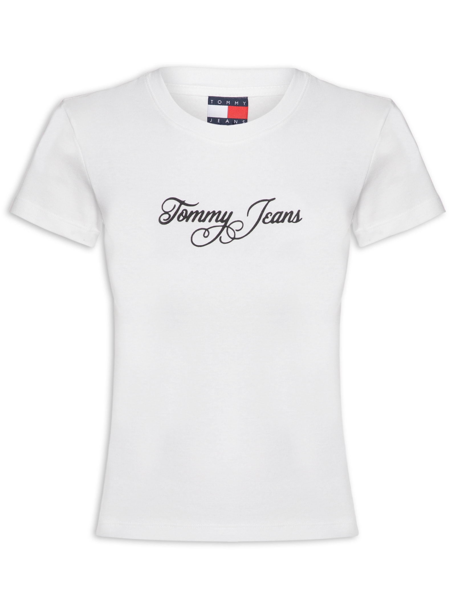Camiseta Feminina Slim Ess Logo 1 Rib Tee – Branco Tommy Jeans