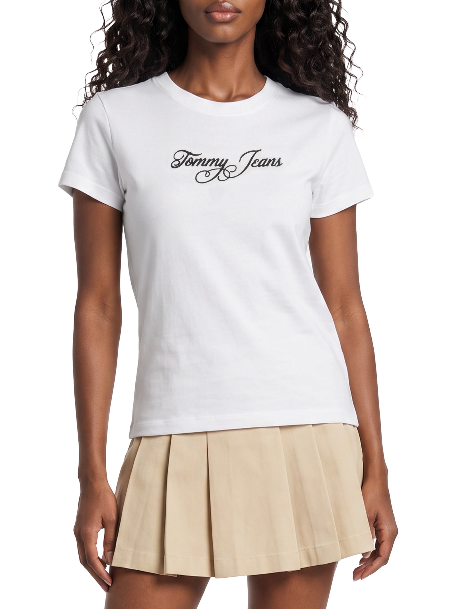 Camiseta Feminina Slim Ess Logo 1 Rib Tee – Branco Tommy Jeans