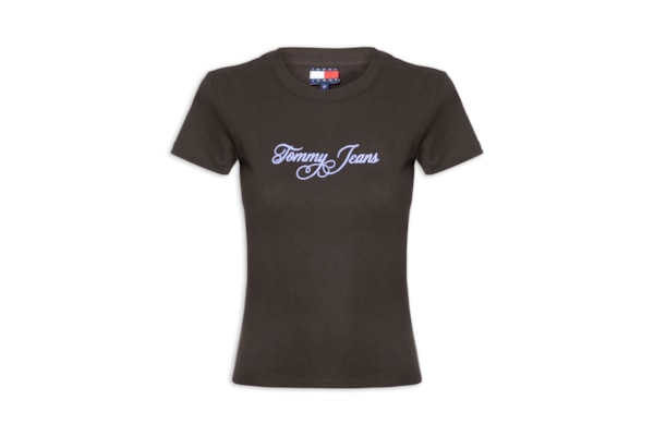 Camiseta Feminina Slim Ess Logo 1 Rib Tee – Marrom