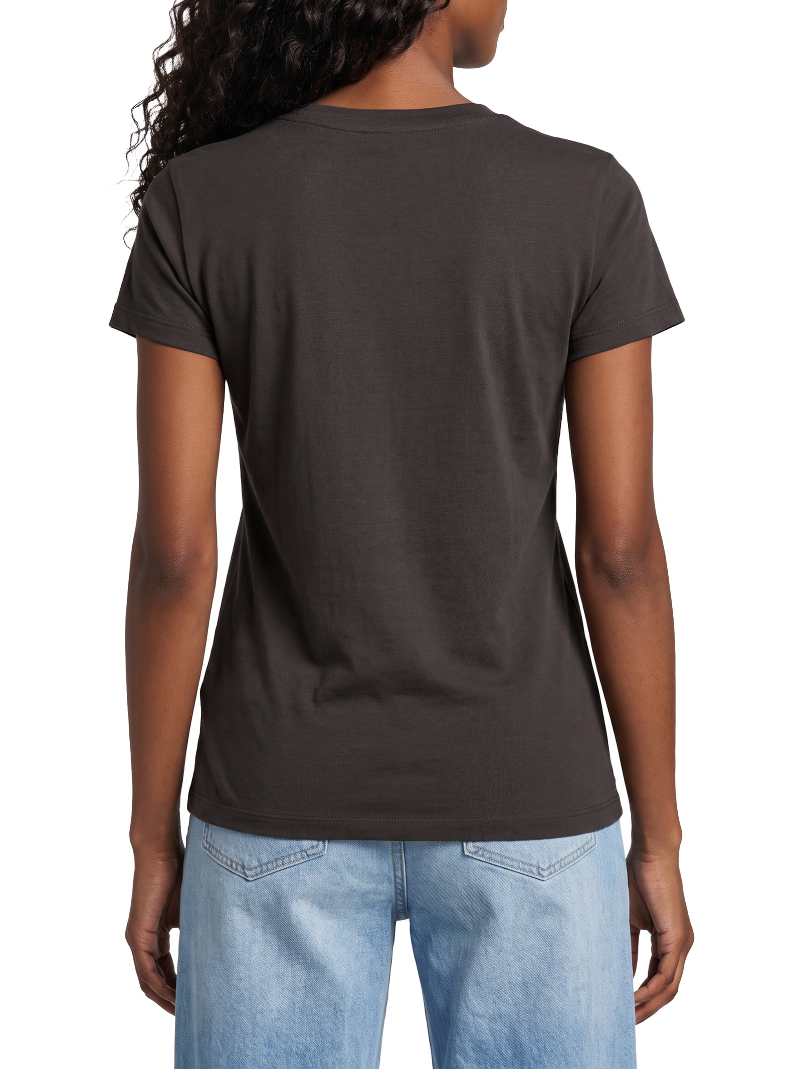 Camiseta Feminina Slim Ess Logo 1 Rib Tee – Marrom Tommy Jeans