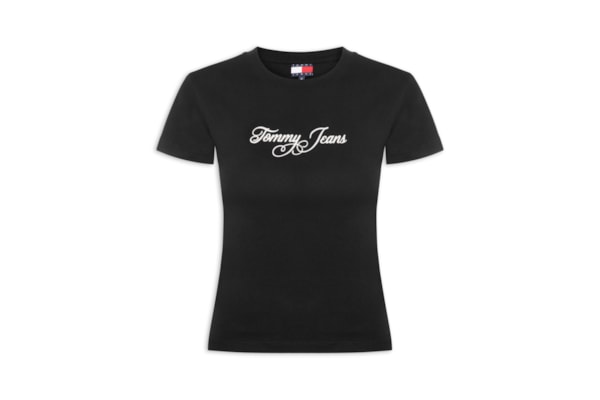 Camiseta Feminina Slim Ess Logo 1 Rib Tee – Preto