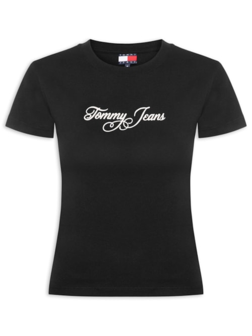 Camiseta Feminina Slim Ess Logo 1 Rib Tee – Preto