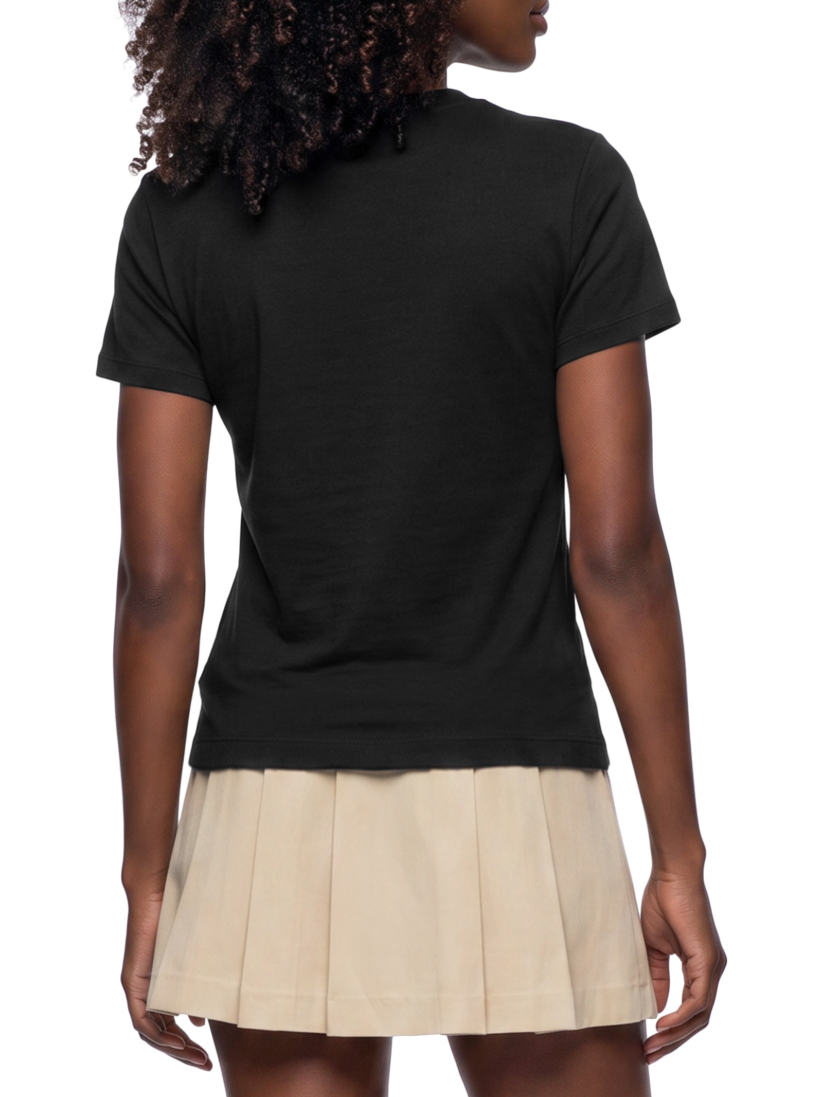 Camiseta Feminina Slim Ess Logo 1 Rib Tee – Preto Tommy Jeans