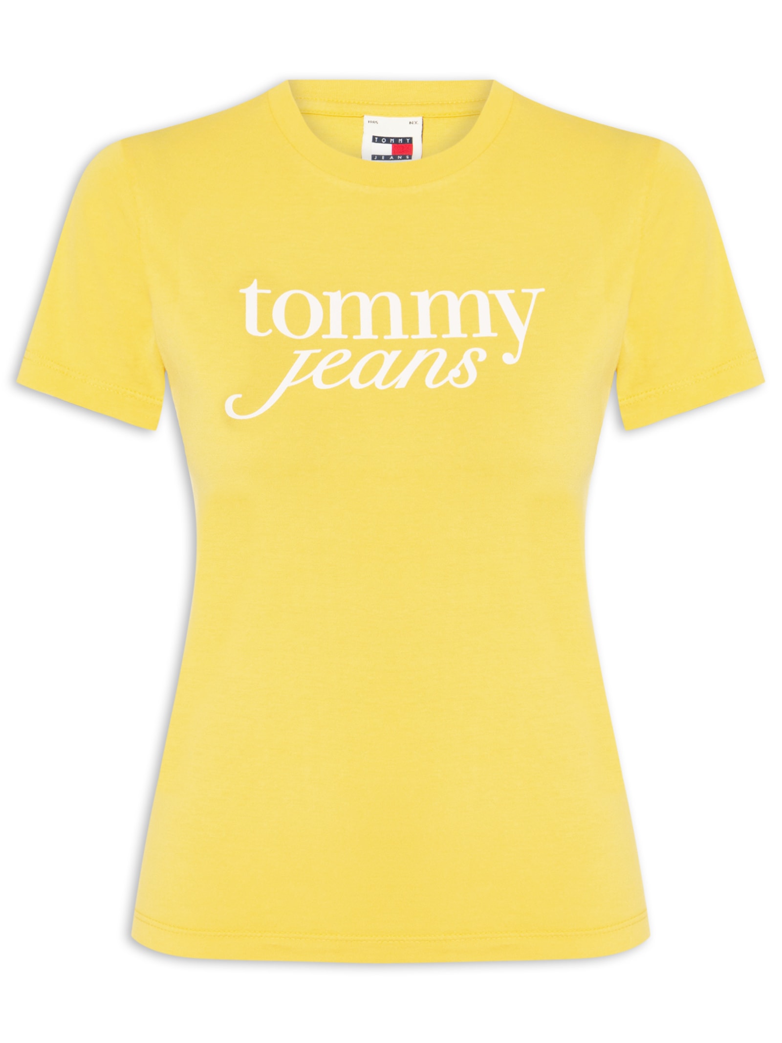 Camiseta Feminina Slim Essential Logo Tee Ext Amarelo Tommy Jeans