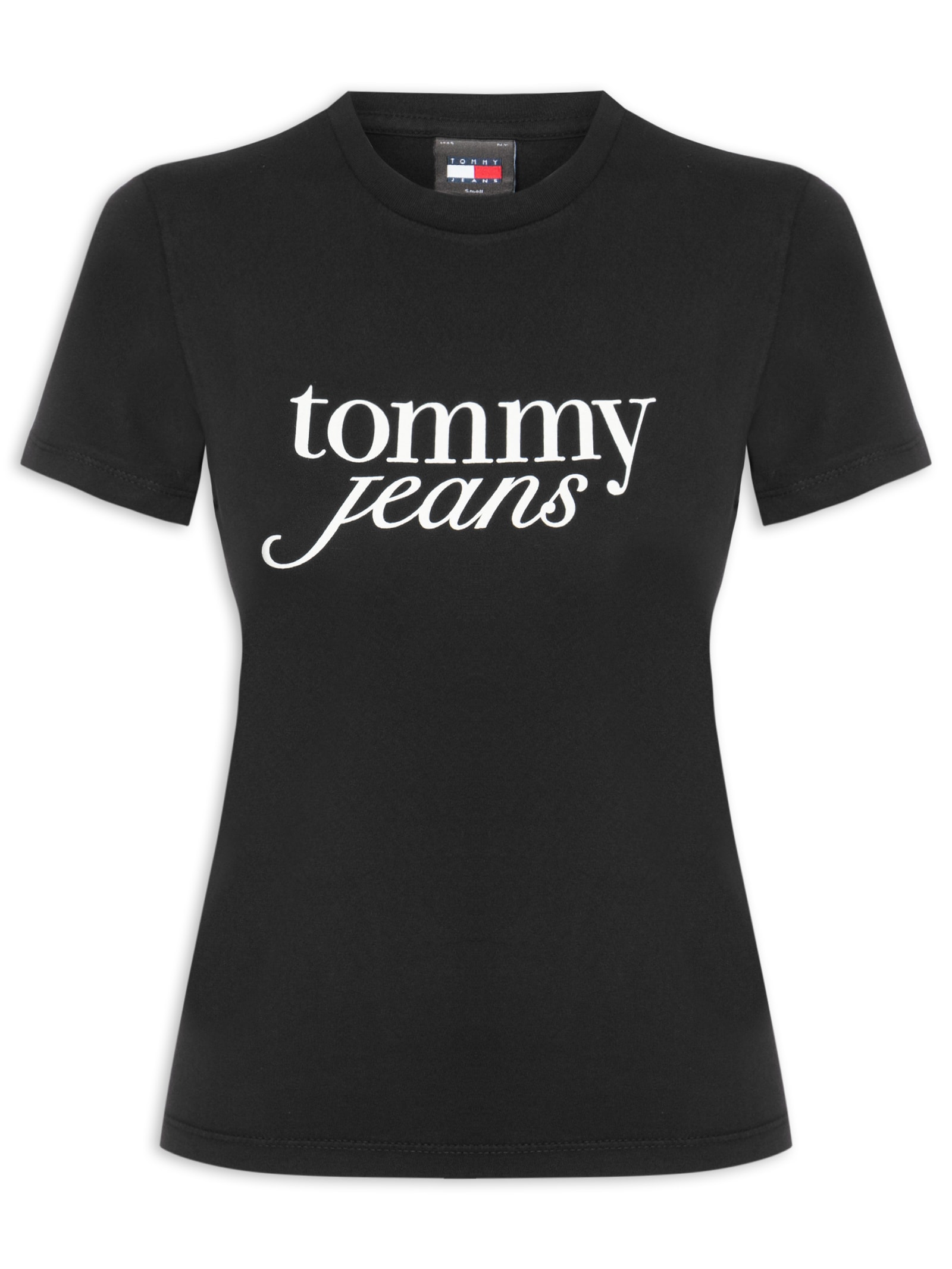 ?Camiseta Feminina Slim Essential Logo Tee Ext Preto Tommy Jeans
