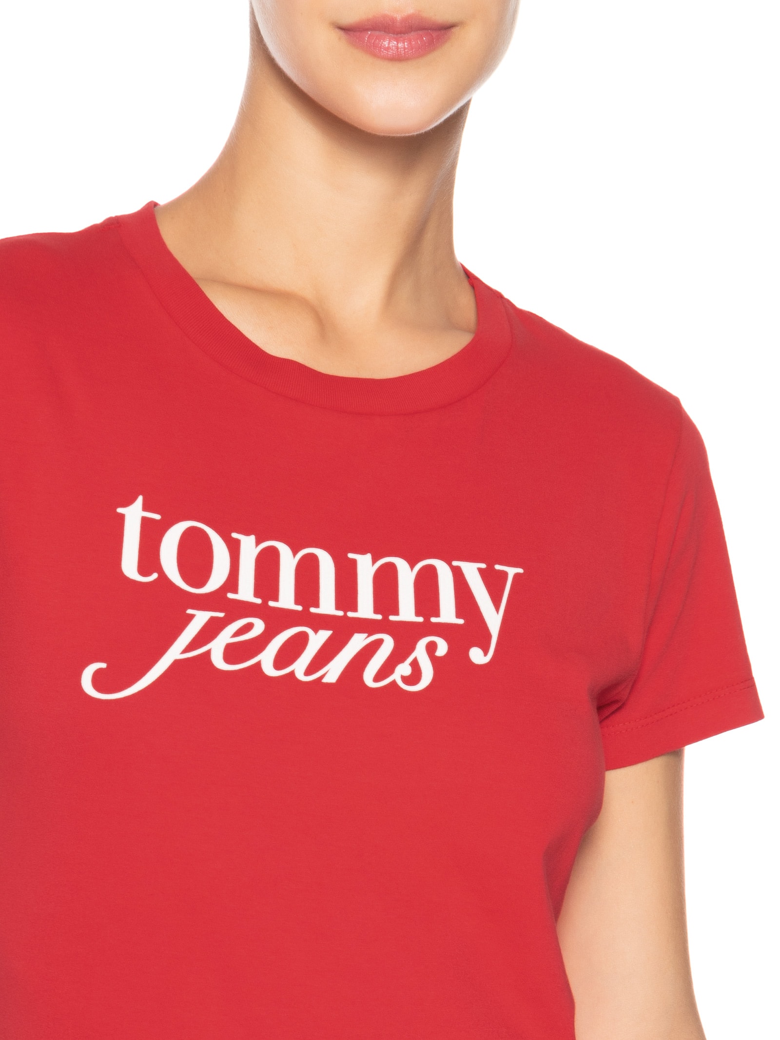 ?Camiseta Feminina Slim Essential Logo Tee Ext Vermelho Tommy Jeans