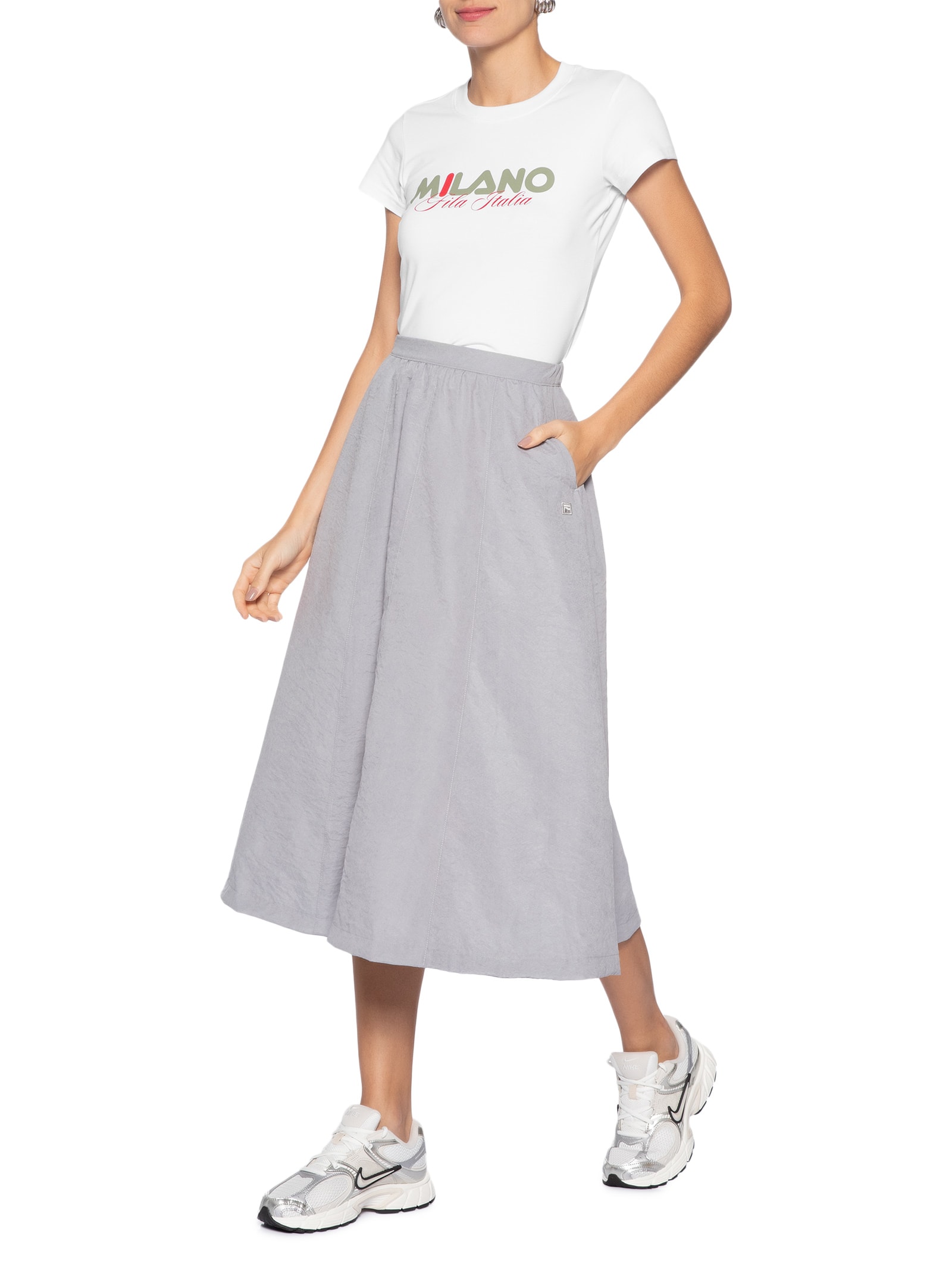 Camiseta Feminina Slim Milano Ag Branco Fila