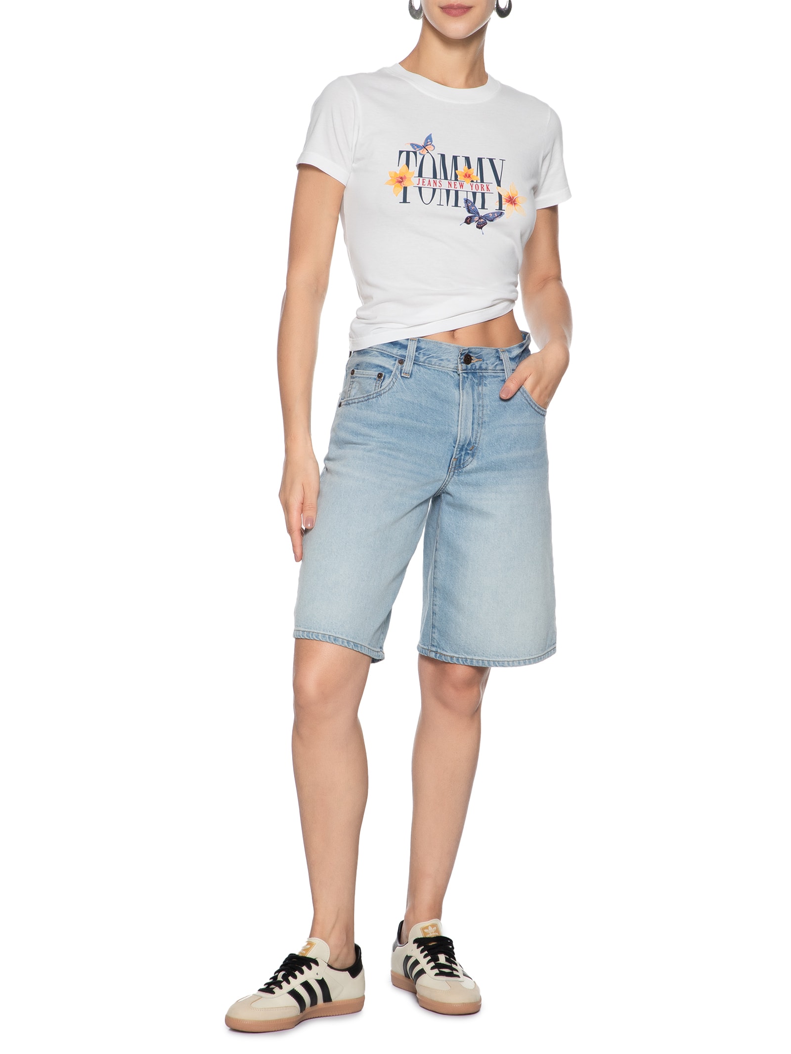 Camiseta Feminina Slim Tjw Butterfly Tee Branco Tommy Jeans