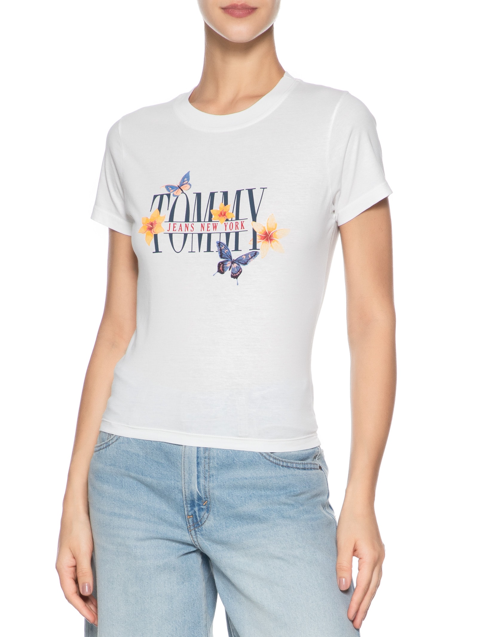 Camiseta Feminina Slim Tjw Butterfly Tee Branco Tommy Jeans