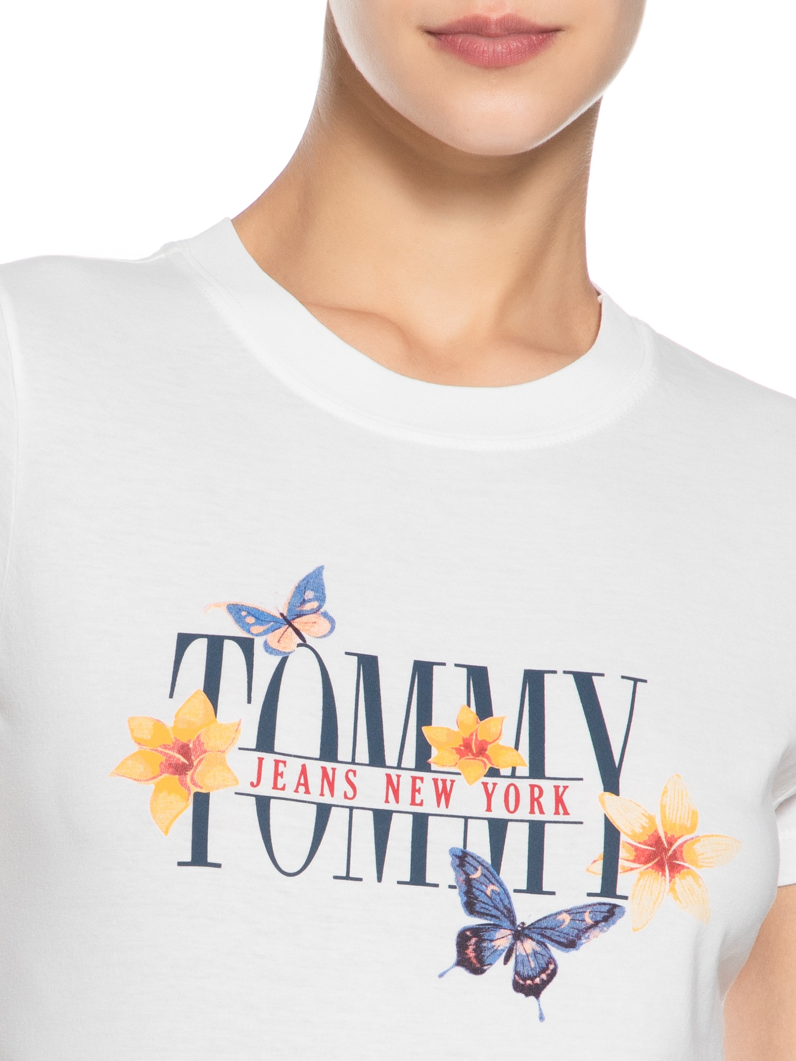 Camiseta Feminina Slim Tjw Butterfly Tee Branco Tommy Jeans